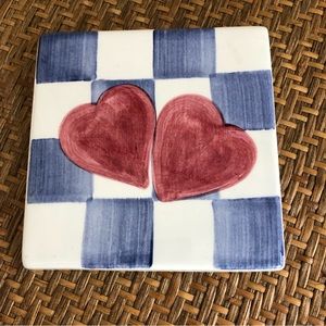 Vintage Laurie Gates Heart Trivet - Ceramic 5 3/4”